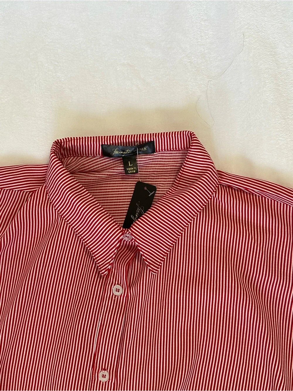 Lexington Avenue NYC Red White Striped Shirt Dress Large NWT Belted - Picture 5 of 7